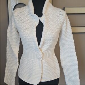 White House Black Market Ivory Knit Cardigan